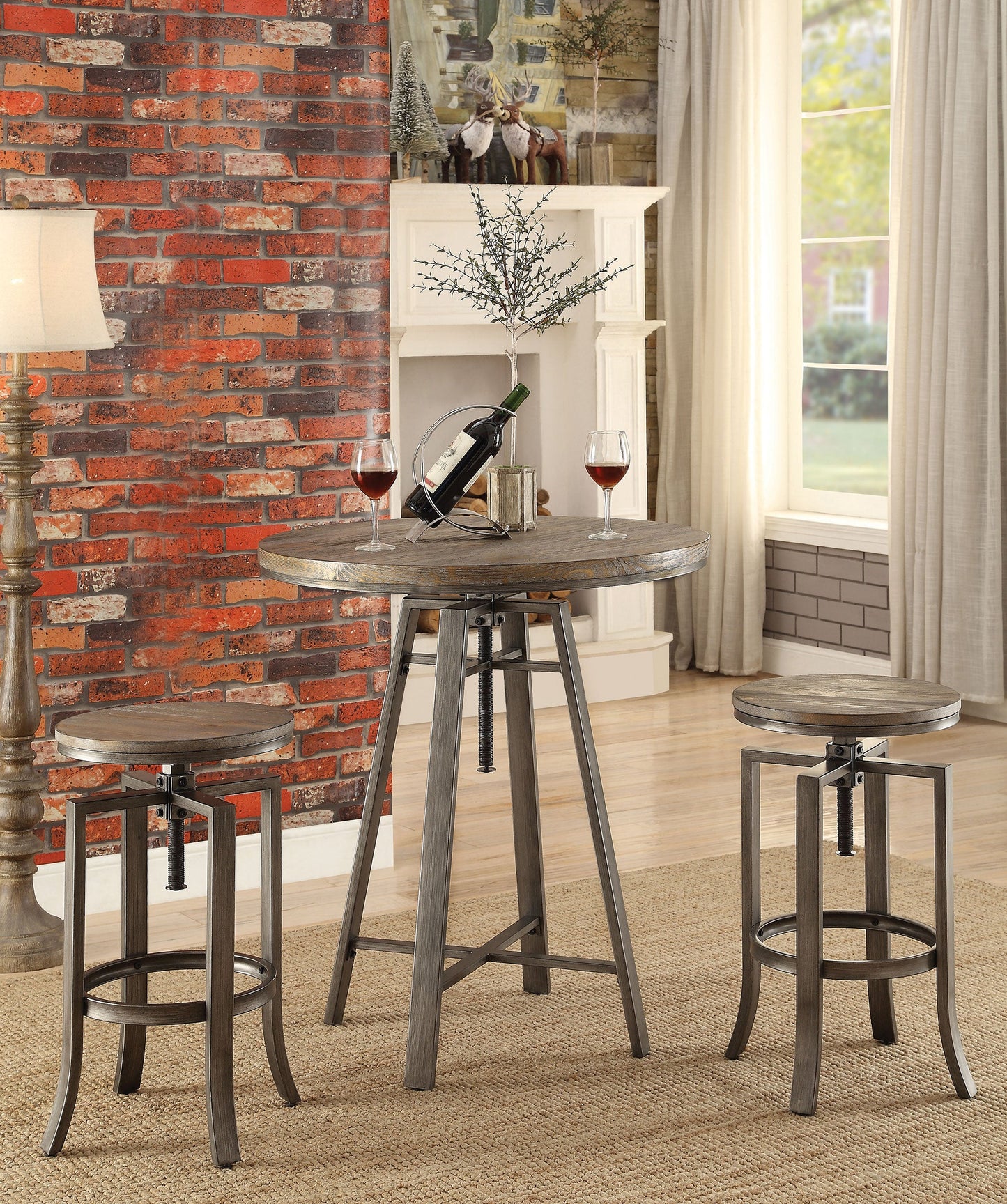 Bartlett AdjusTable Swivel Bar Table Brushed Nutmeg
