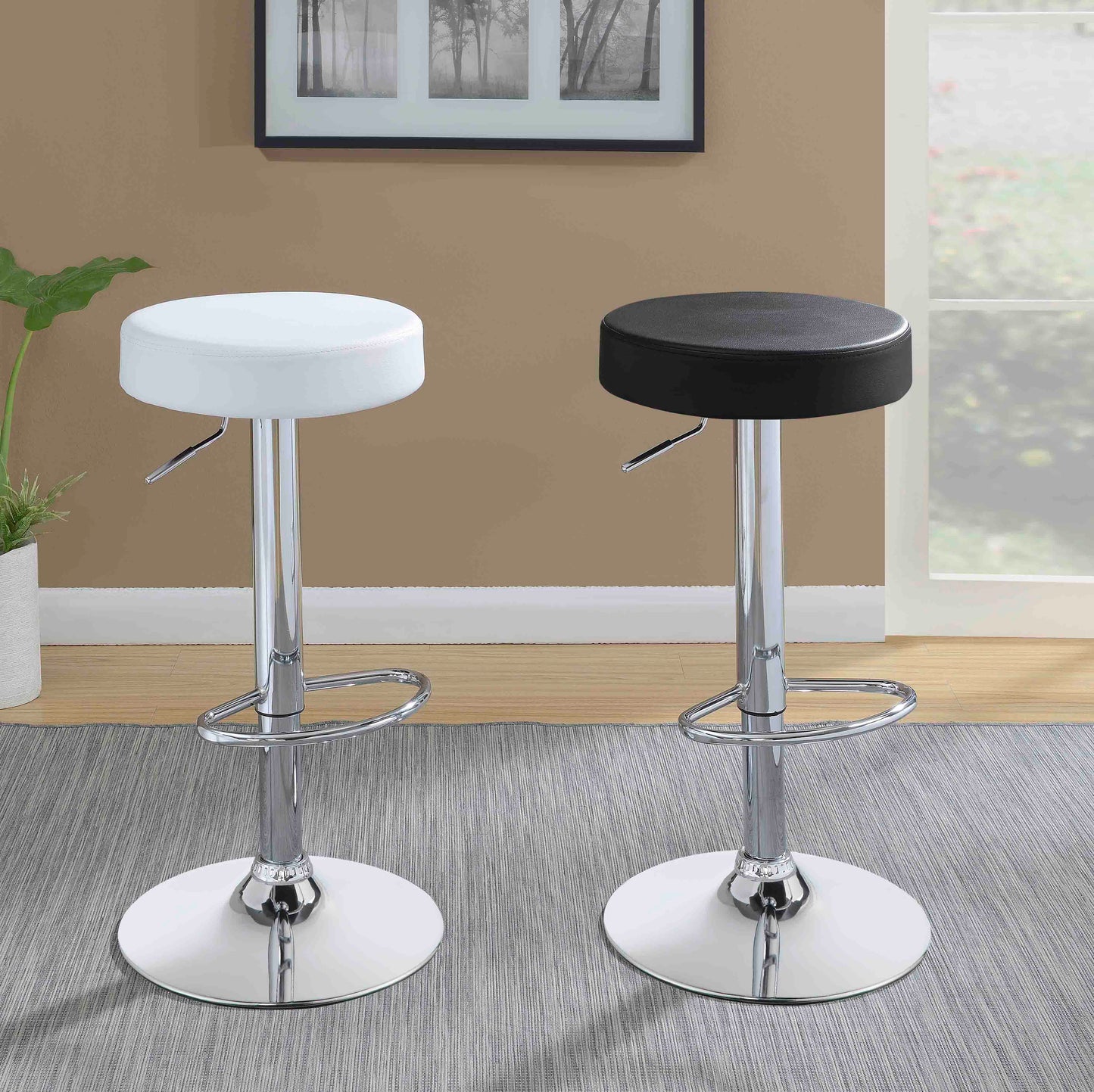 Ramses AdjusTable Backless Bar Stool Chrome and White