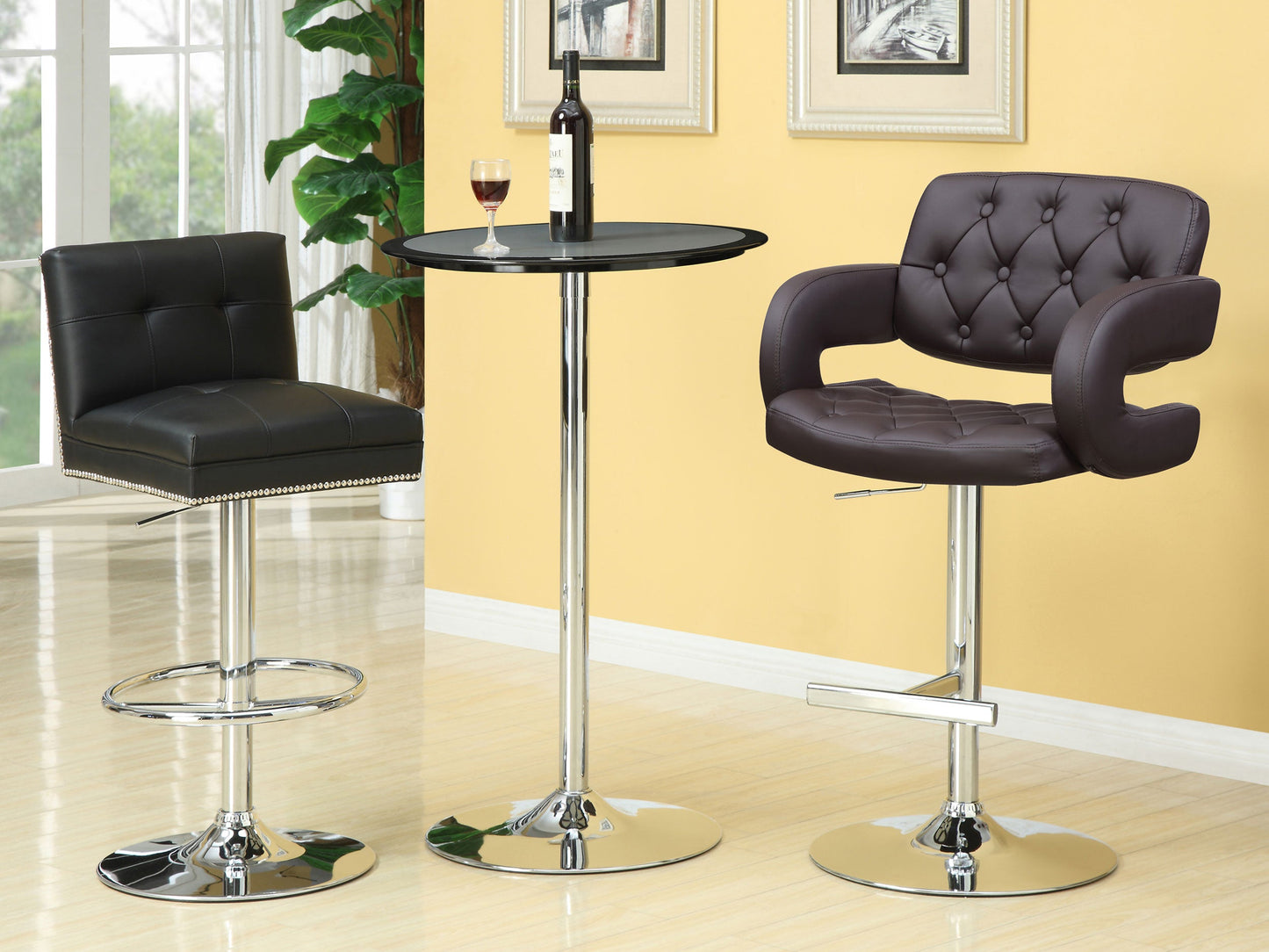 Brandi AdjusTable Bar Stool Chrome and Brown