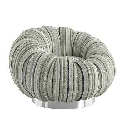PUMPKIN SWIVEL CHAIR SILVER BASE - BLACK STRIPE
