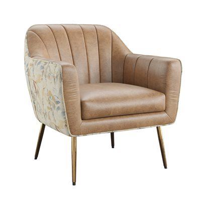 ACCENT CHAIR - VINTAGE SADDLE/FLORAL