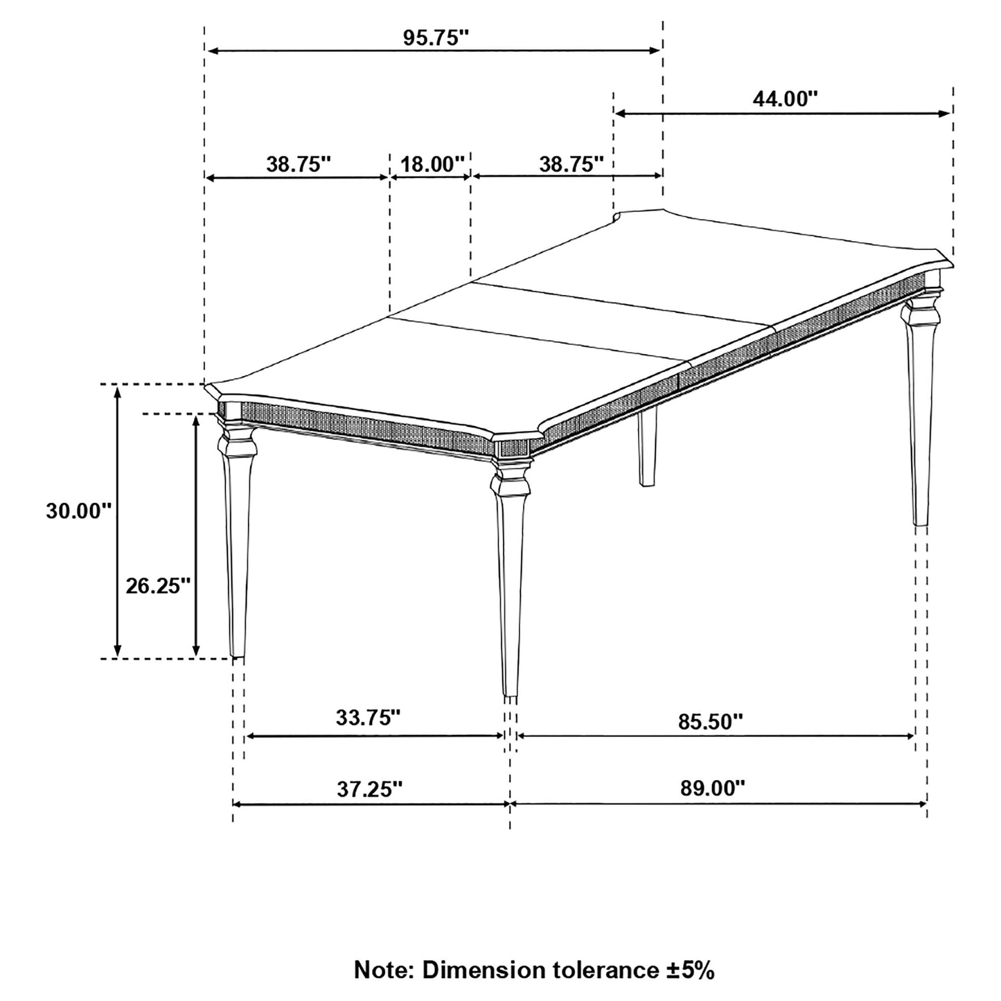 Evangeline Rectangular Dining Table with Extension Leaf Silver Oak