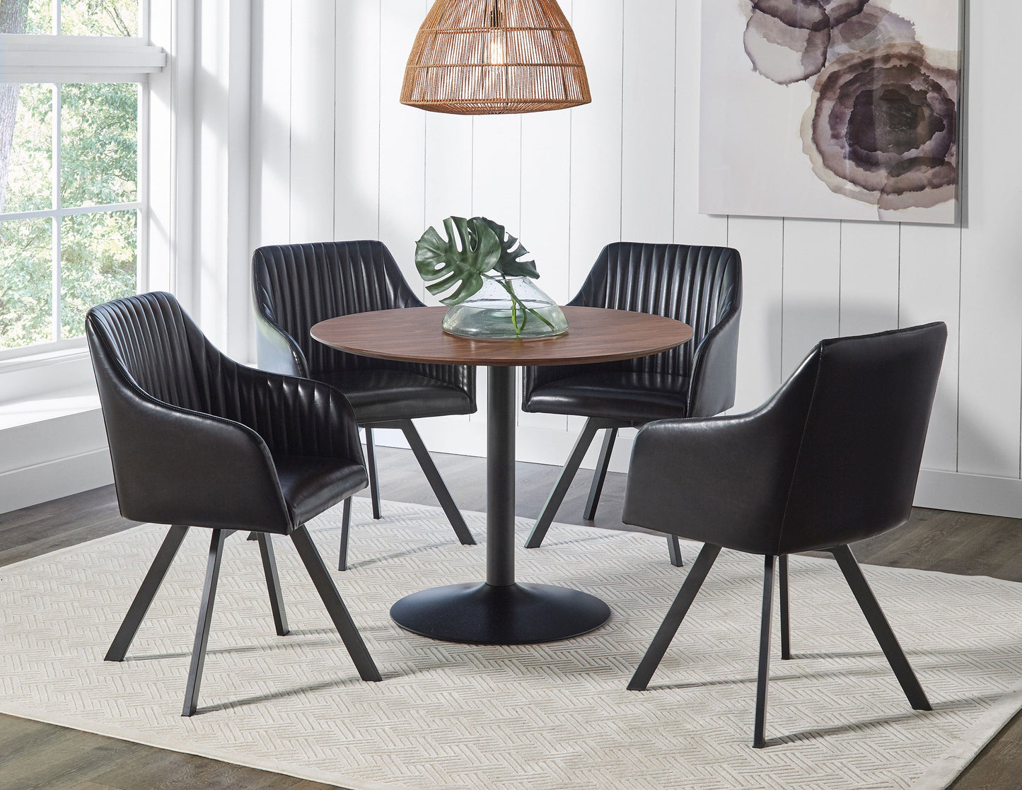 Cora Round Dining Table Walnut and Black