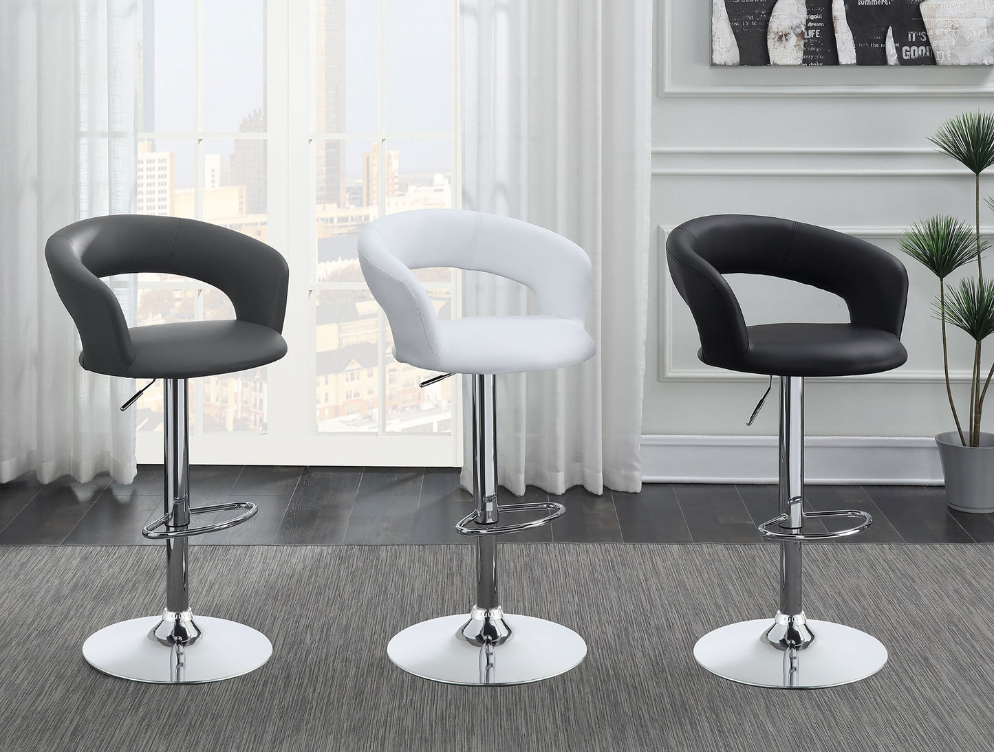 Barraza 29" AdjusTable Height Bar Stool Grey and Chrome