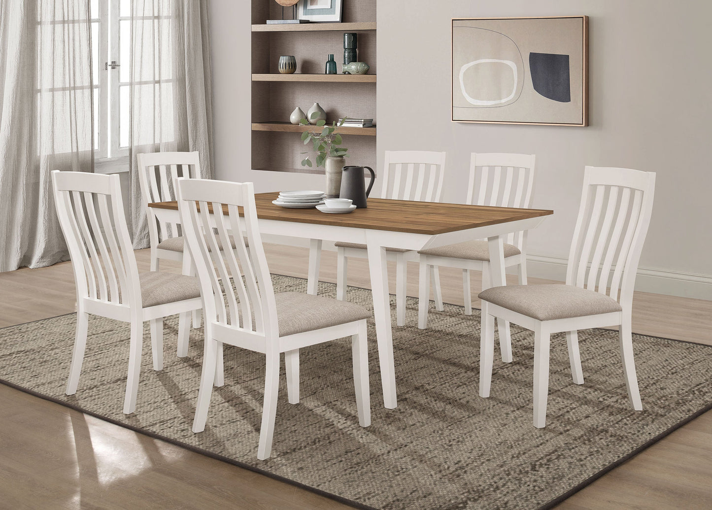 Anwar Vertical Slat Back Dining Side Chair Off White