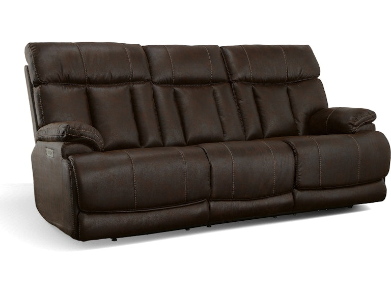 Conway Power Reclining Sofa with Power Headrests and Lumbar (374-70 Brown)