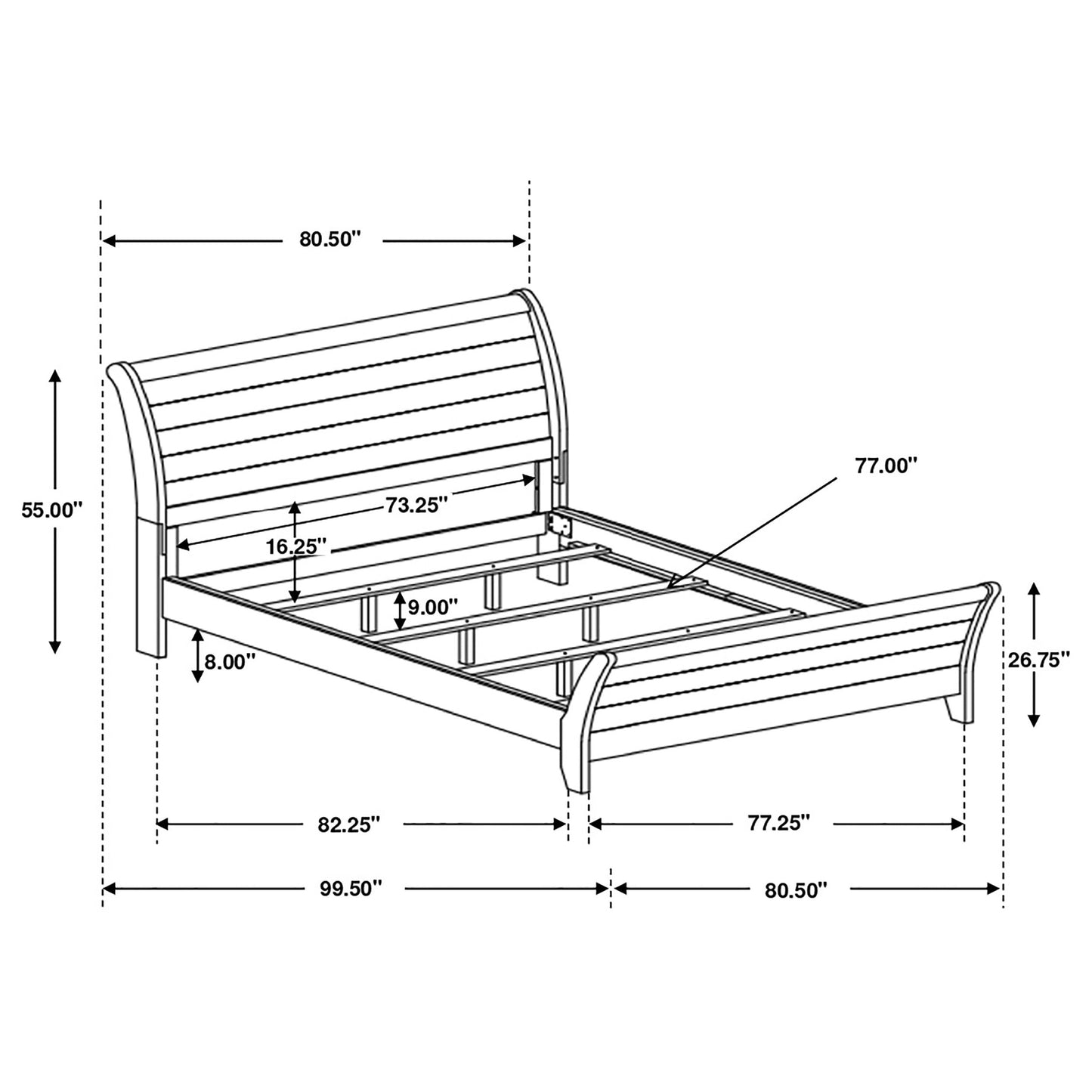 Frederick California King Sleigh Bed Weathered Oak