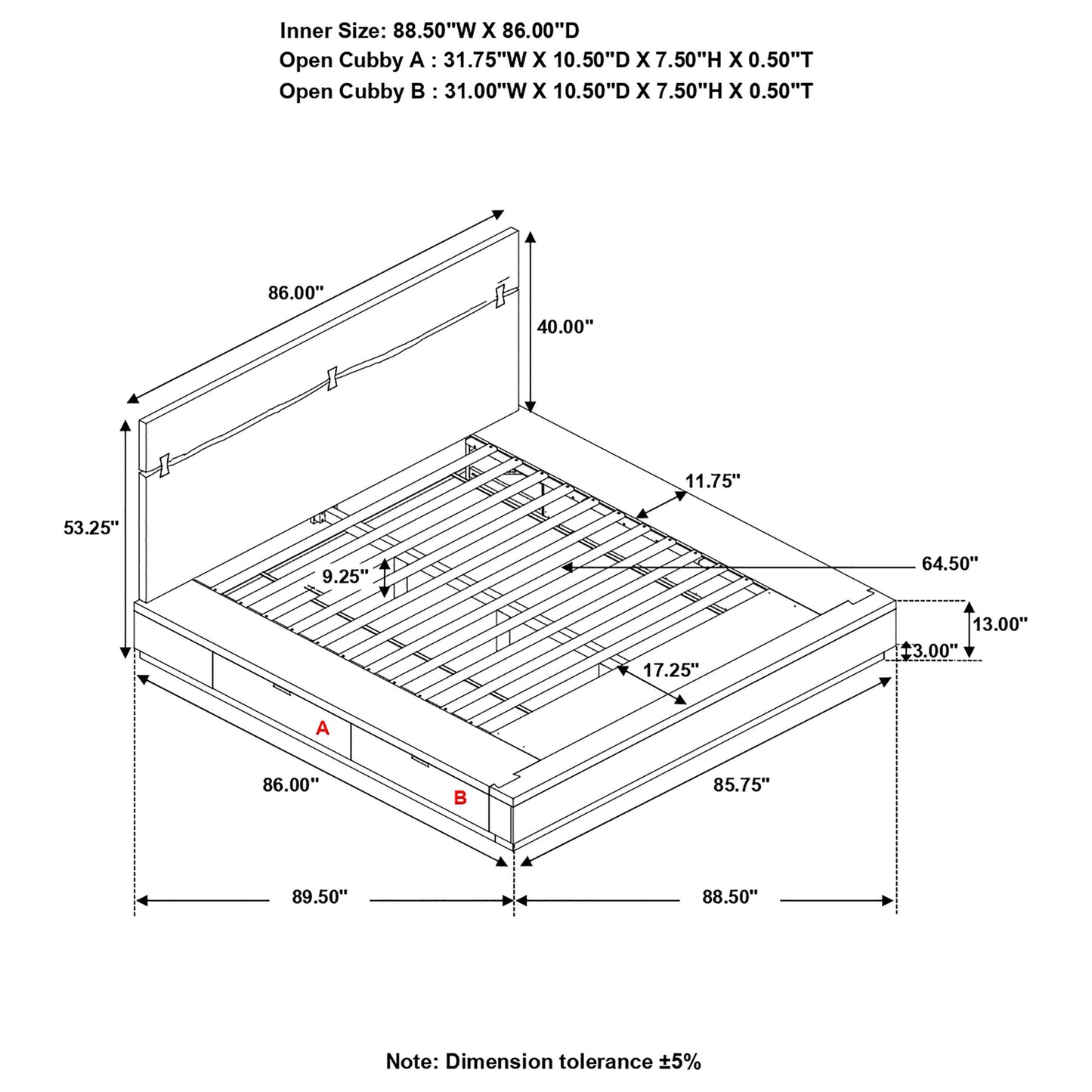 Winslow Storage Eastern King Bed Smokey Walnut and Coffee Bean