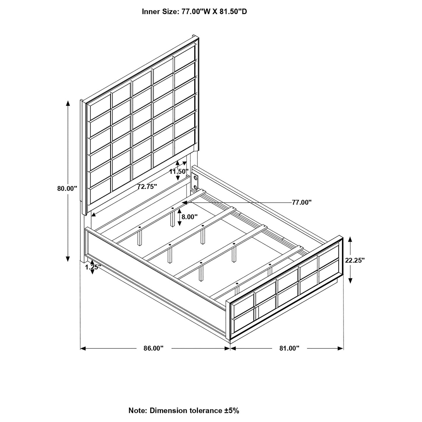 Durango Eastern King Upholstered Bed Smoked Peppercorn and Grey