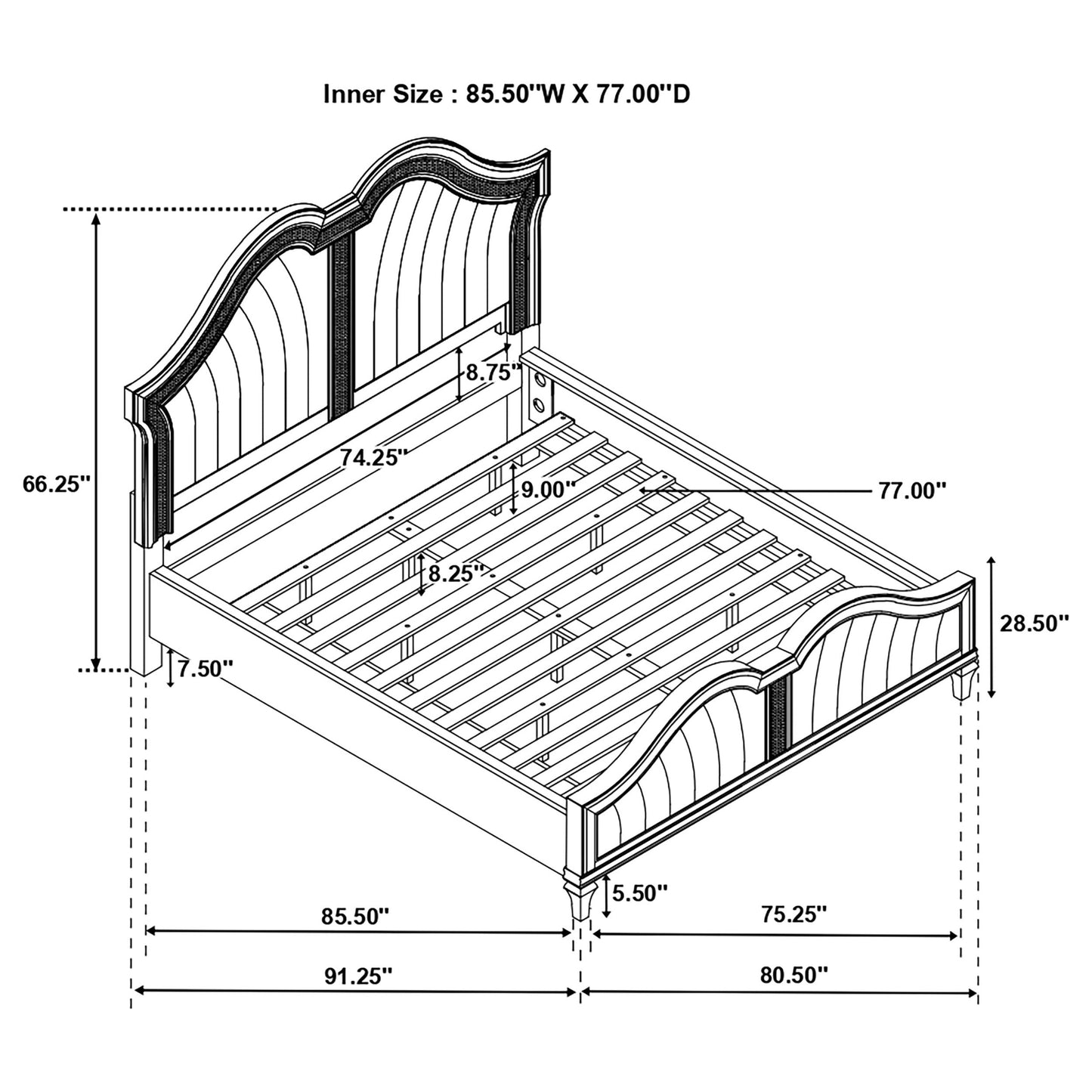 Evangeline Tufted Upholstered Platform California King Bed Ivory and Silver Oak