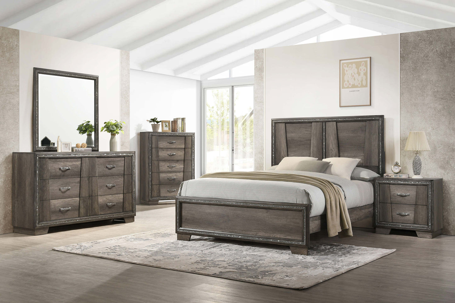 Janine Queen Panel Bed Grey
