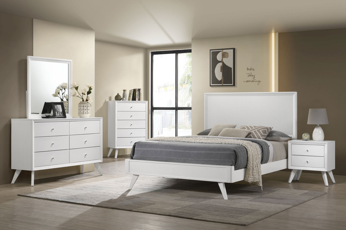 Janelle Eastern King Panel Bed White