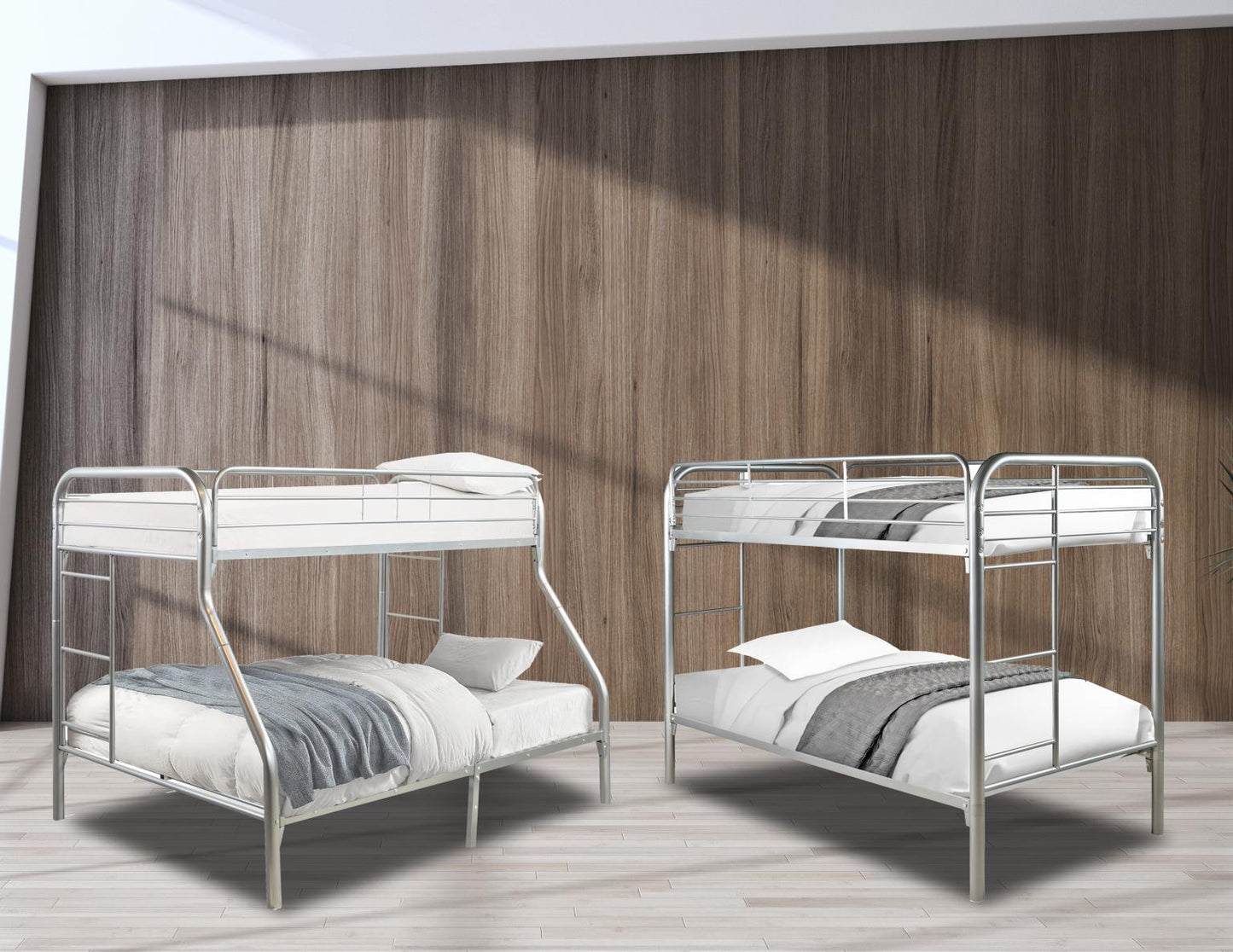 Metal Bunkbeds Silver Metal Twin/Twin