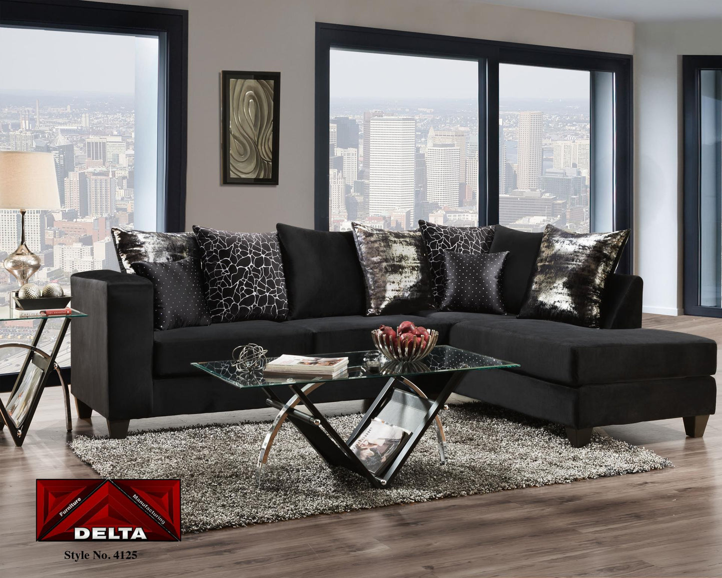 Implosion Black LSF Sofa