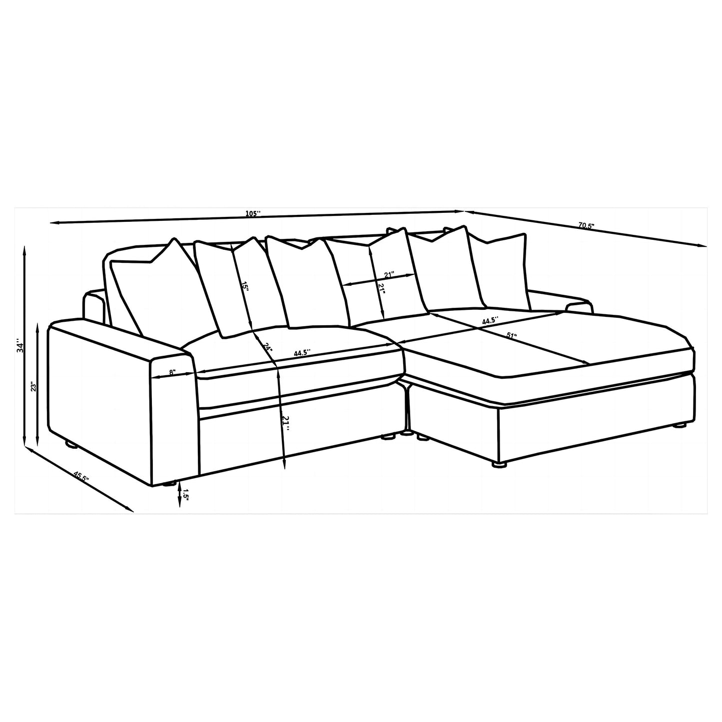 Blaine Upholstered Reversible Sectional Fog