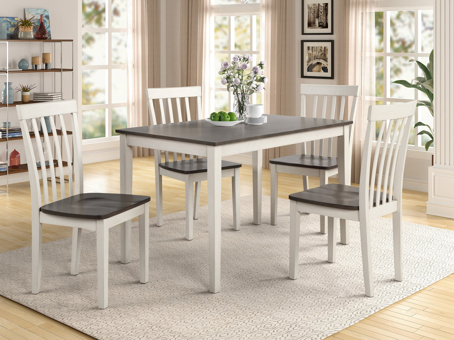 BRODY WHITE/GREY 5 PIECE DINETTE TABLE W/4 CHAIRS
