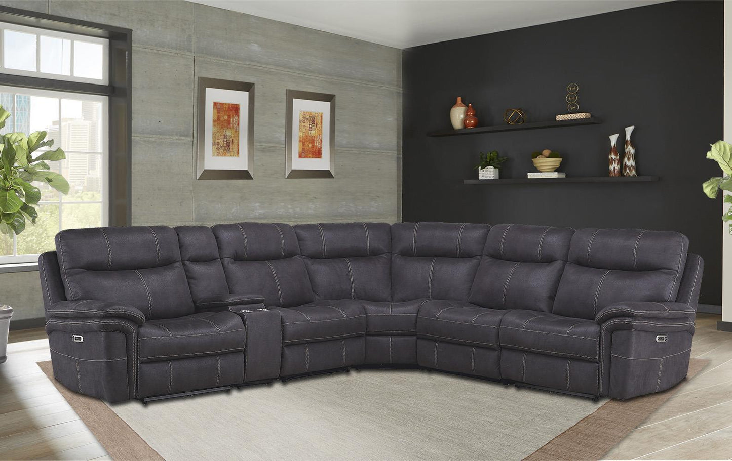 Mason Charcoal Sectional Power Sectional Left Arm Facing Recliner