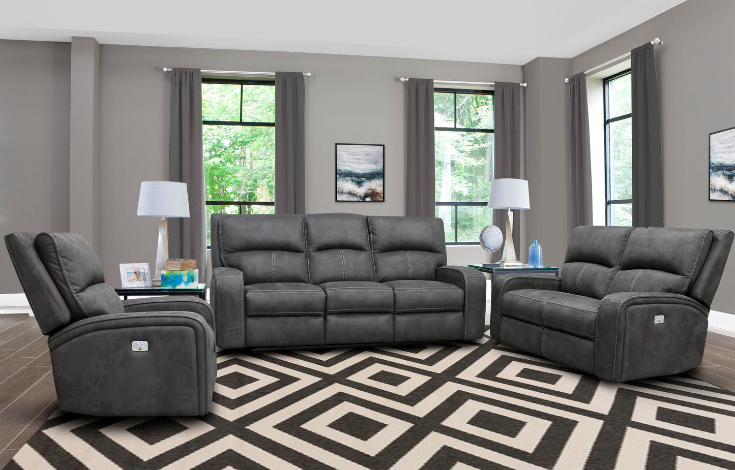 Polaris Slate Power Reclining Sofa