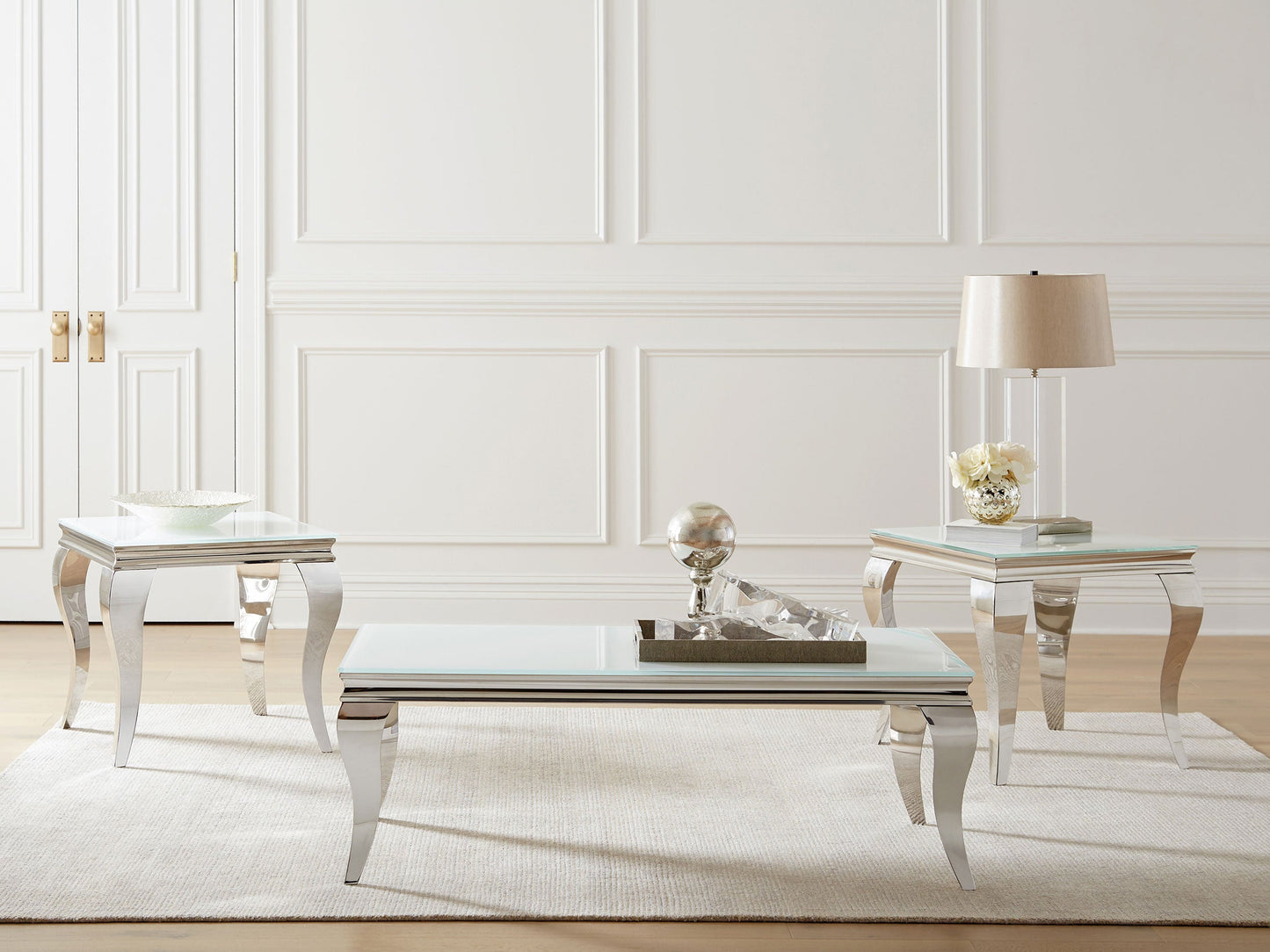 Luna Rectangle Coffee Table White and Chrome