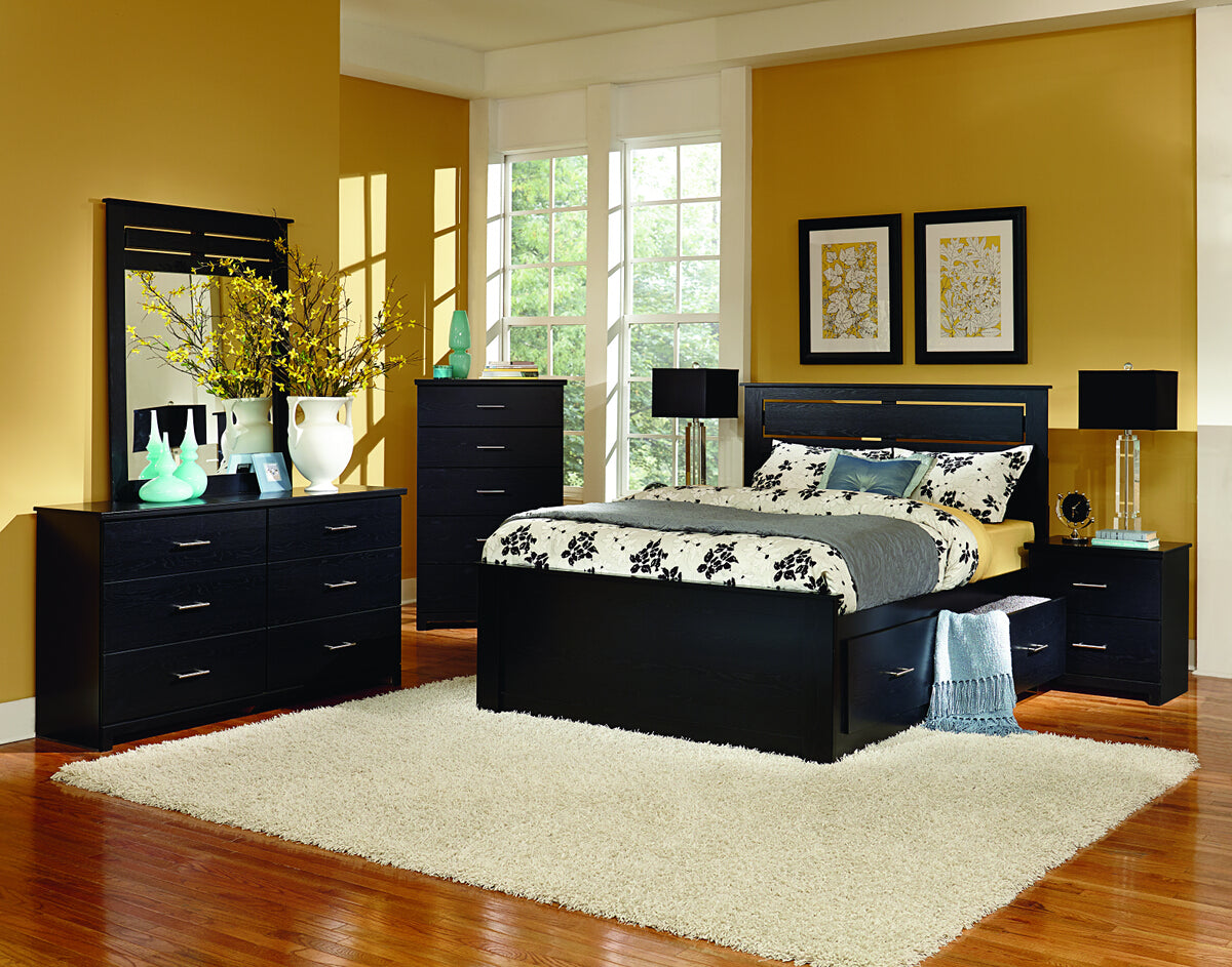 72000 SERIES - SILHOUETTE - 24" 2 DRAWER NIGHT STAND (BLACK WOODGRAIN)