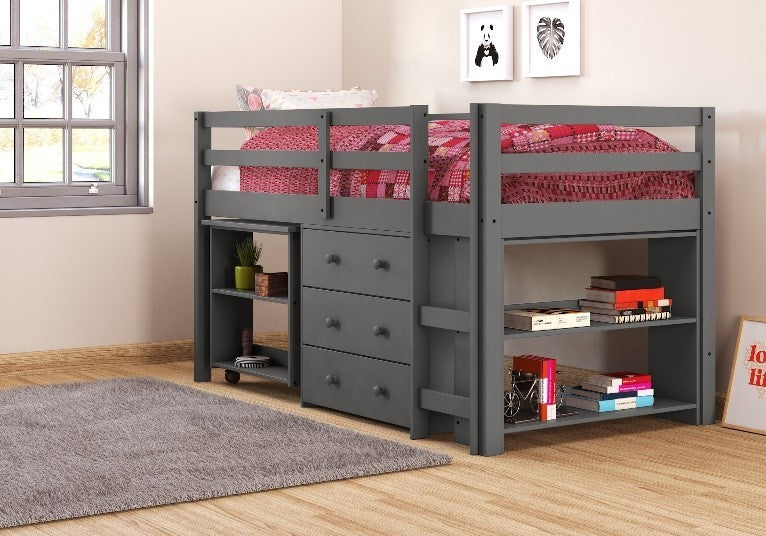 LOW LOFT BED DARK GREY