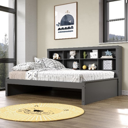 Full Bookcase Day Bed in Dark Grey