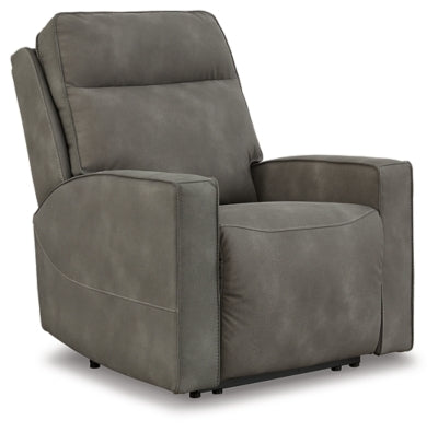 Next-Gen DuraPella Slate Power Recliner w/Adj Headrest