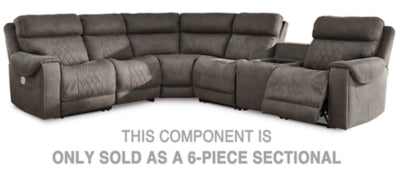Hoopster Gunmetal Sectional Left Hand Facing 0 Wall PWR Recliner w/ADJ Headrest