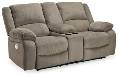 Draycoll Pewter Double Recl Pwr Loveseat w/Console