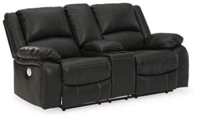 Calderwell Black Double Recl Pwr Loveseat w/Console