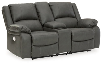Calderwell Gray Double Recl Pwr Loveseat w/Console