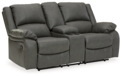 Calderwell Gray Double Recl Loveseat w/Console