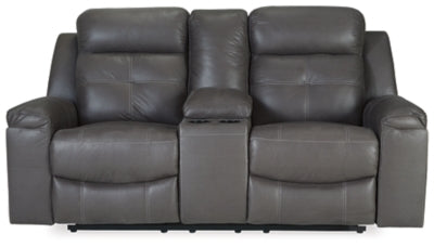 Jesolo Dark Gray DBL Reclining Loveseat w/Console