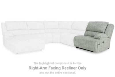 McClelland Gray Sectional RAF Zero Wall Recliner