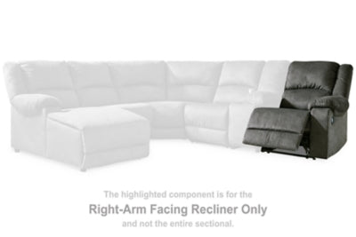 Benlocke Flannel Sectional Right Hand Facing Zero Wall Recliner