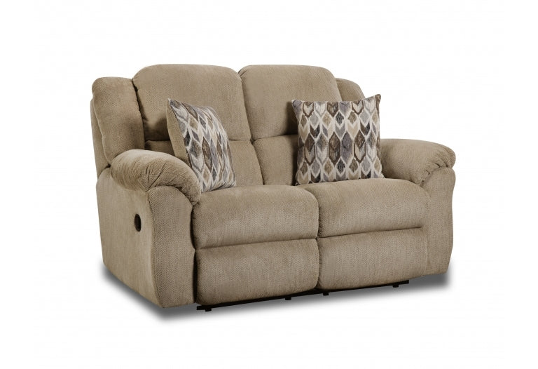Newport Reclining Loveseat with pillows (Fawn)
