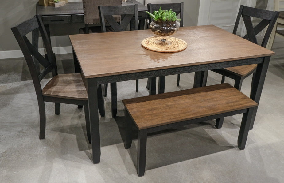 4835 6PC DINING TABLE, 4 SIDE CHAIRS & BENCH