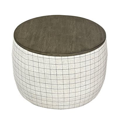 U3947 STORAGE OTTOMAN W/ WOOD TOP - PLAID