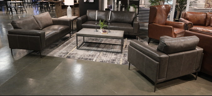 STELLA CHARCOAL LEATHER SOFA