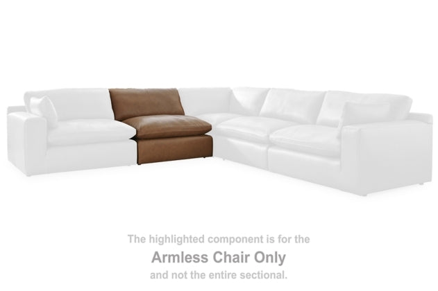 Emilia Caramel Sectional Armless Chair