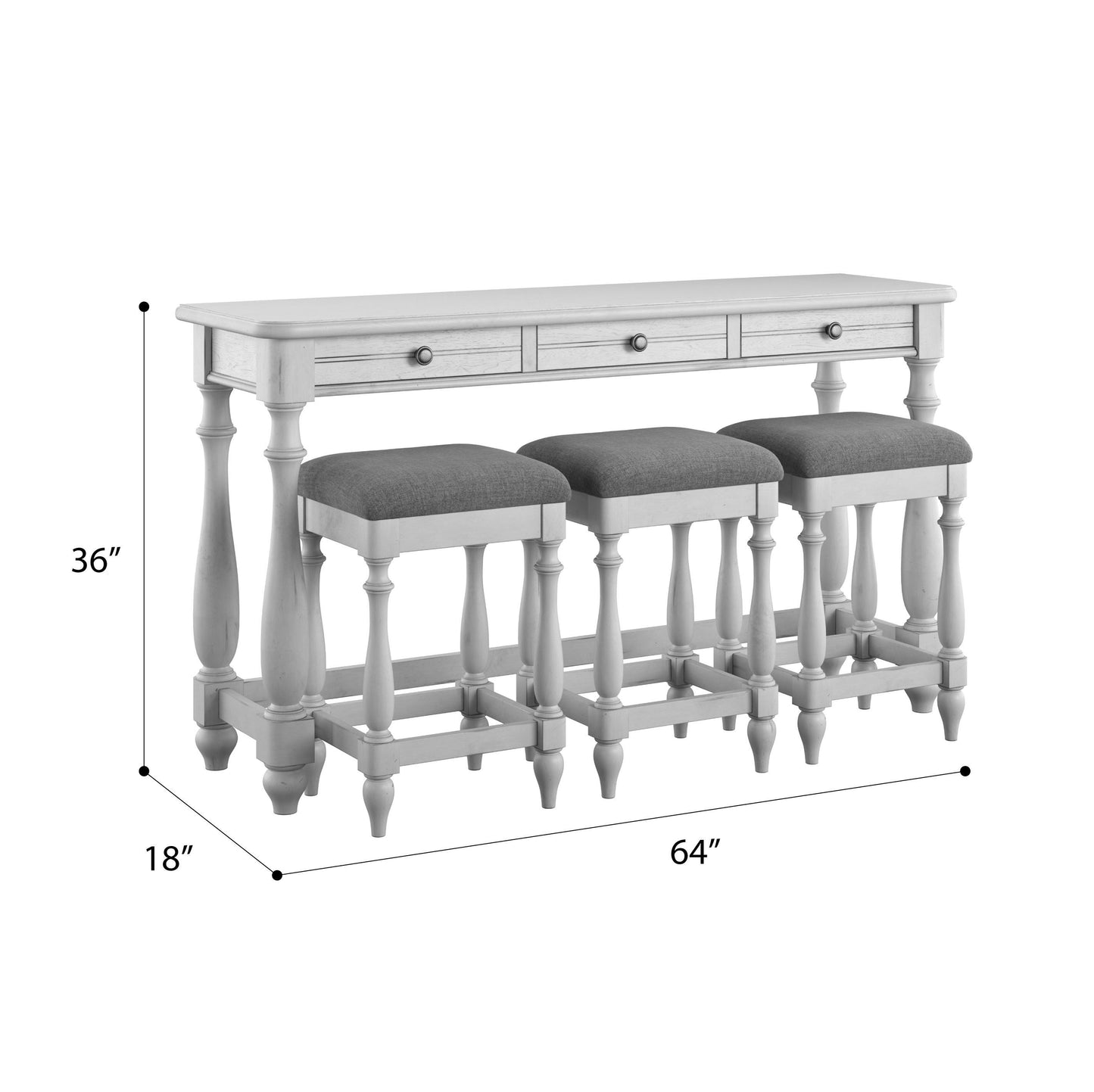 NEW HAVEN SOFA TABLE W/ 3 STOOLS