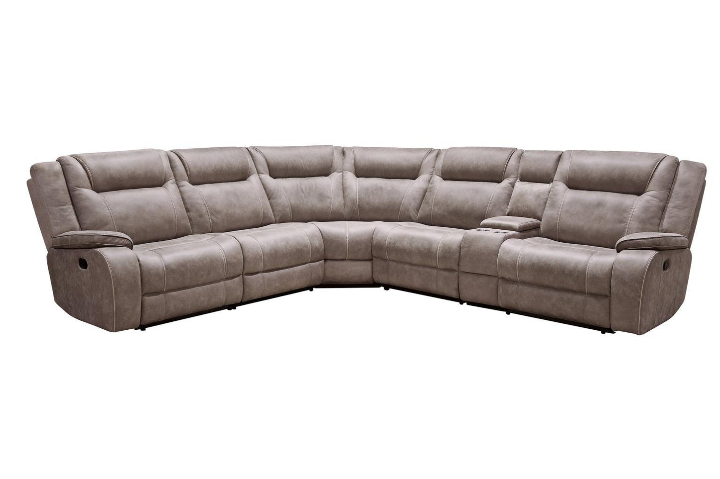 Blake Desert Taupe 6 Piece Modular Reclining Sectional And Sectional Entertainment Console