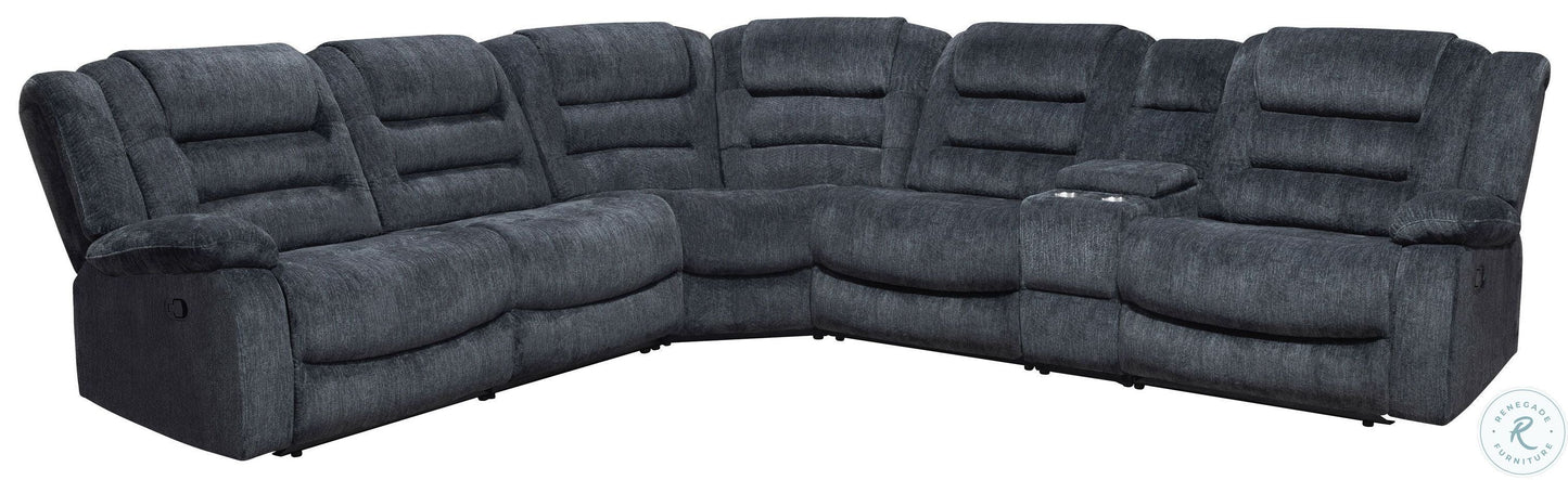 Bolton Misty Storm 6 Piece Modular Reclining Sectional And Sectional Entertainment Console