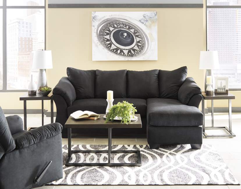 Darcy Black Sofa Chaise