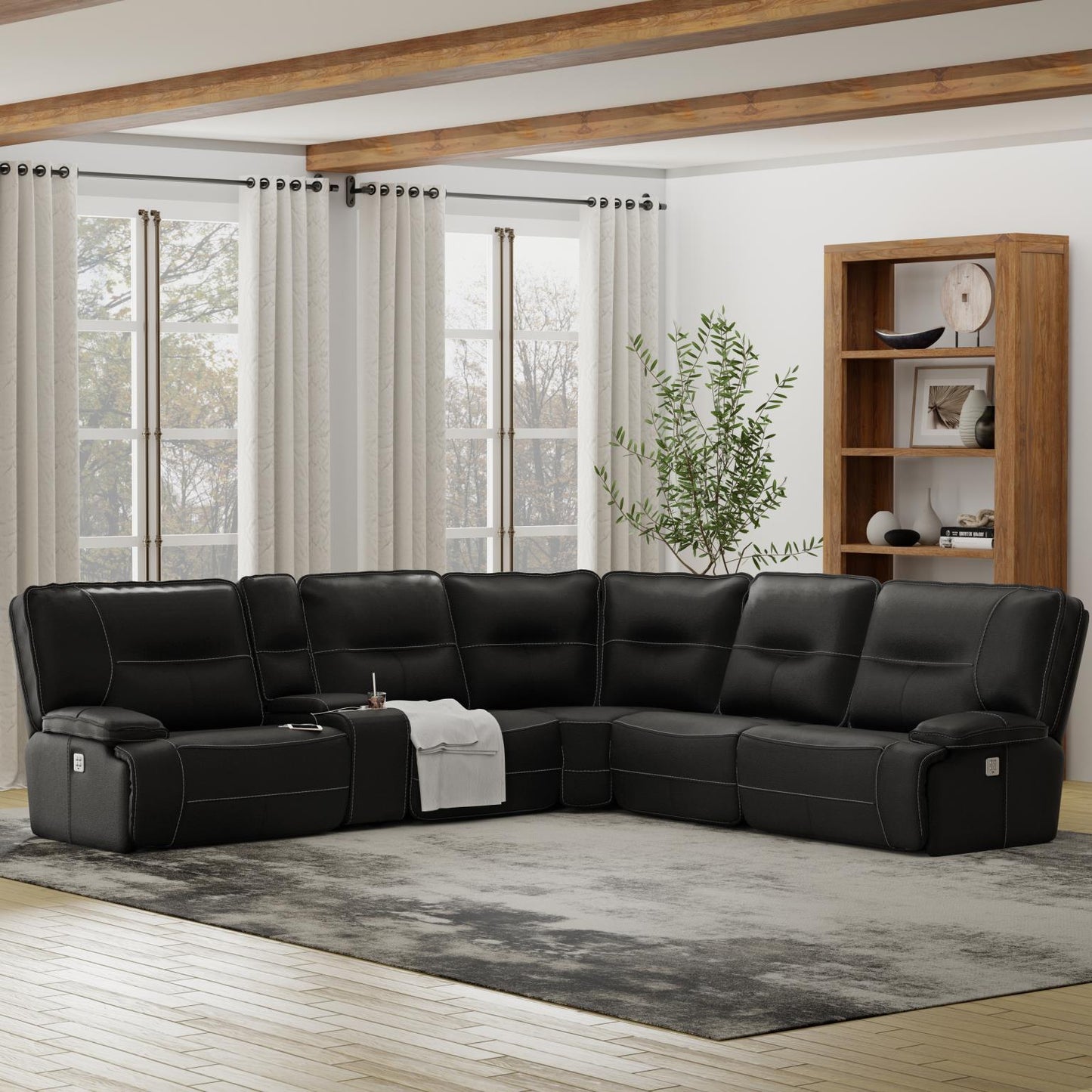 Spartacus Black Sectional Armless Recliner