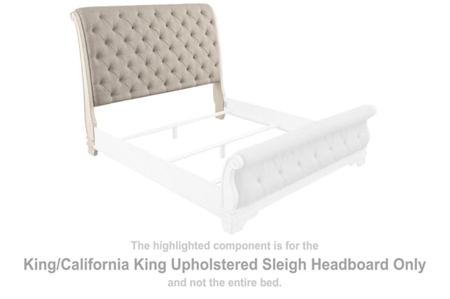 Realyn Chipped White King/Cal King Uph Sleigh Hdbd