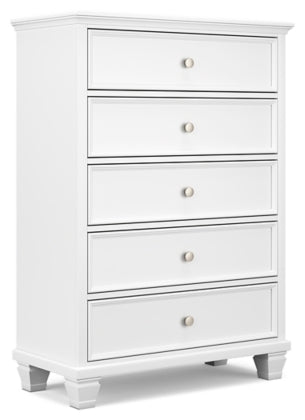 Fortman White Five Drawer Chest