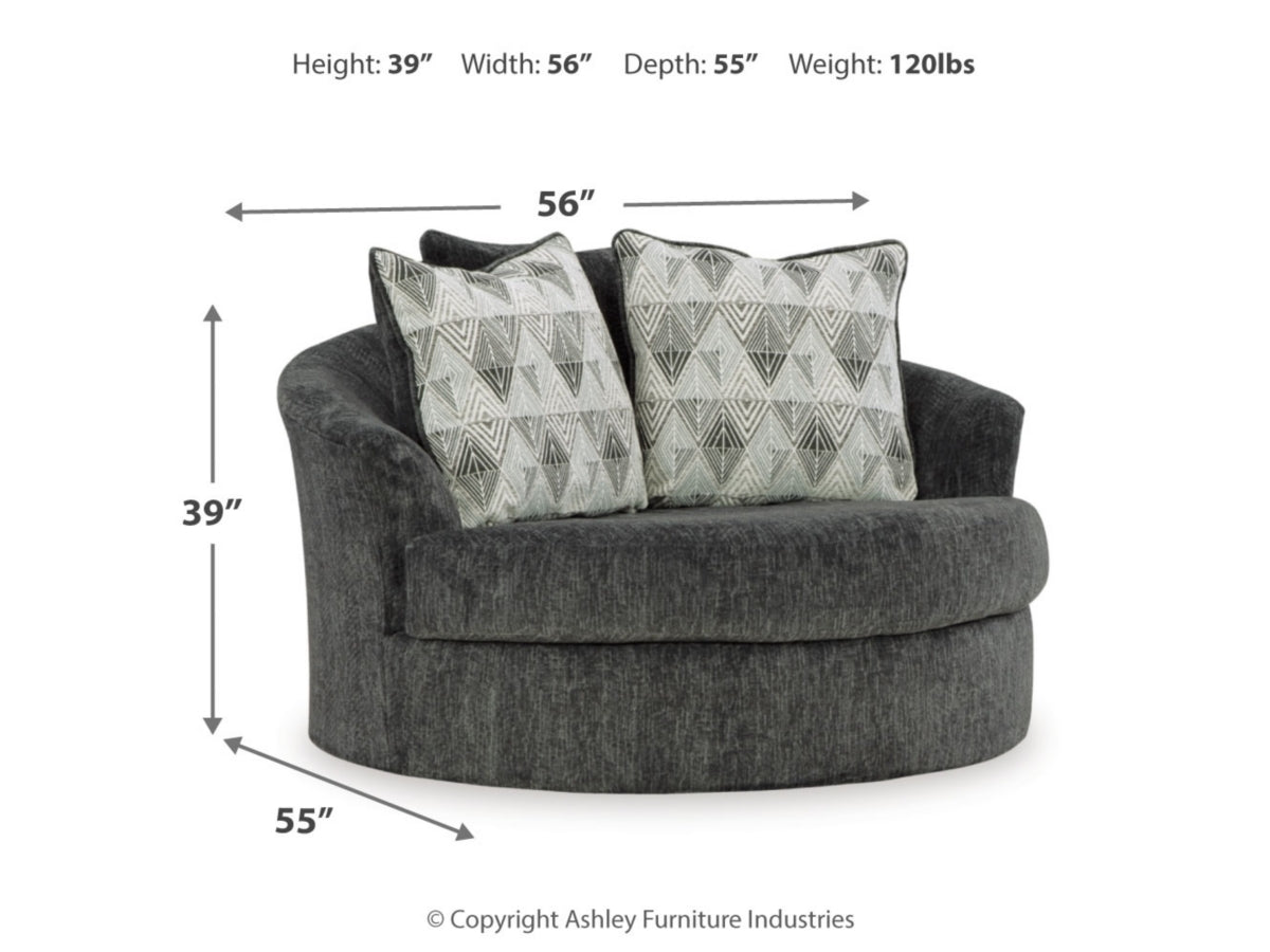 Biddeford Onyx Oversized Swivel Accent Chair