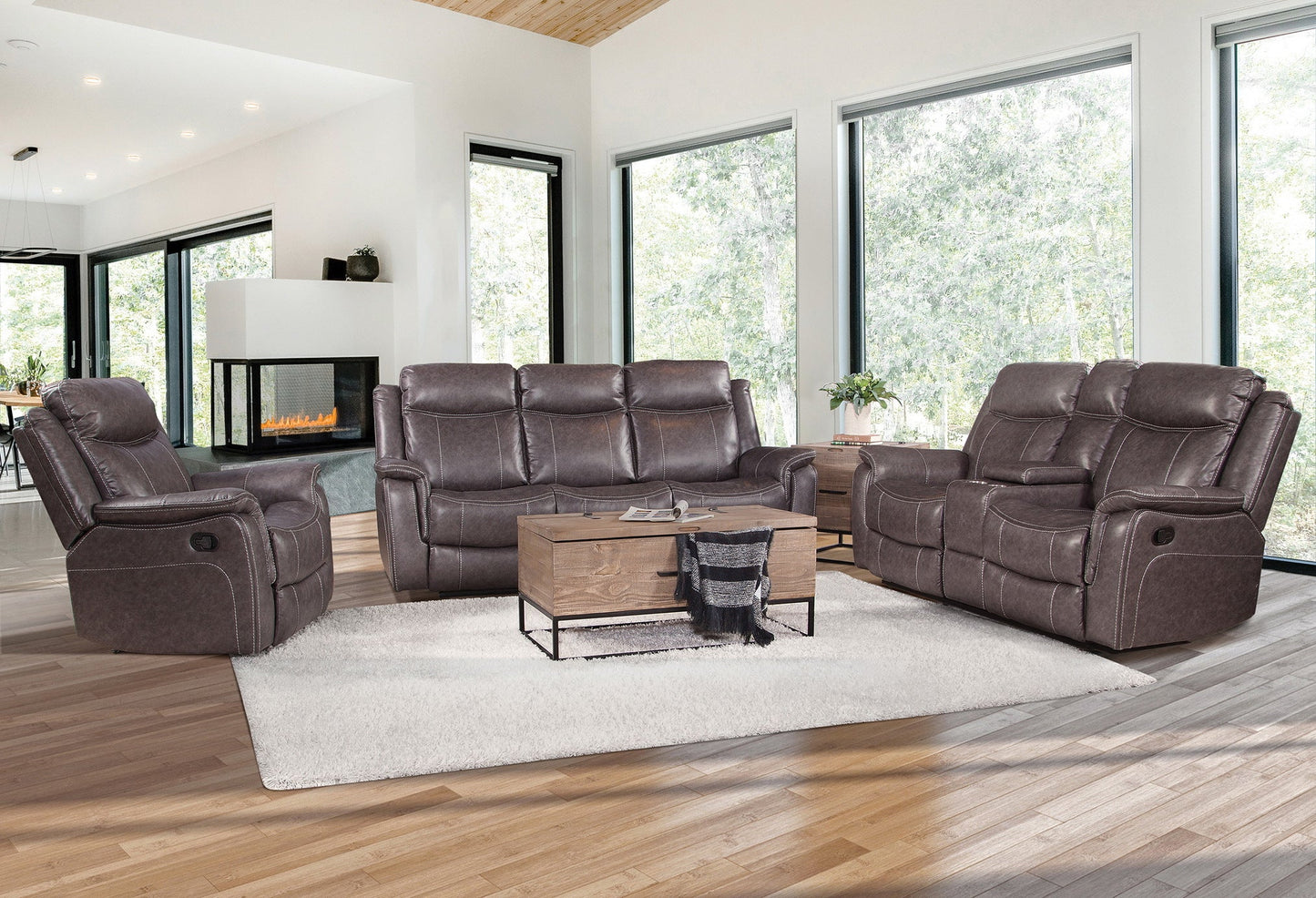 Highland Graphite Power Console Loveseat