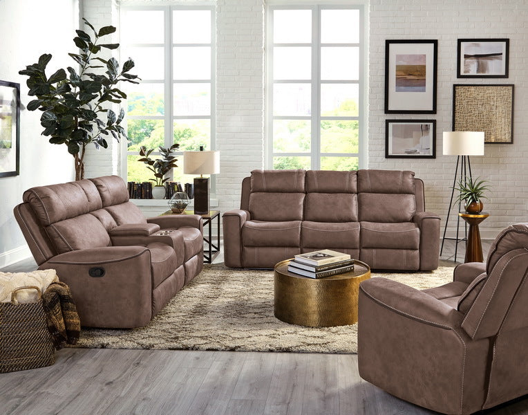 Aspen Mocha Power Sofa w Dropdown Table